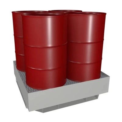 Поддон на четыре бочки штабелируемый открытый 1579x1358x1258 мм Серый