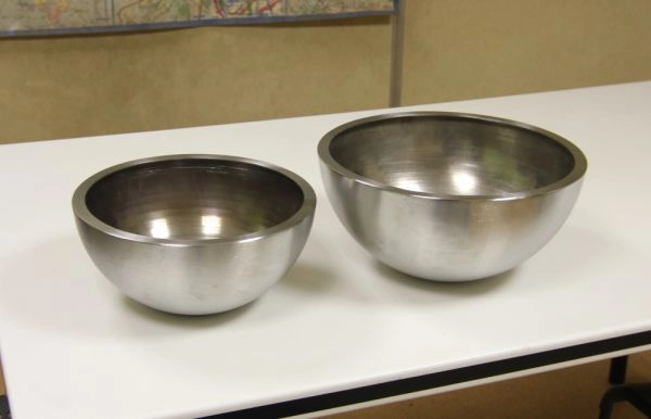 Вазон полусфера для живых растений, диаметр 300 мм (шлифованная сталь)