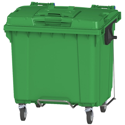 Мусорный контейнер 1100л. на колесах с педалью с опцией "крышка в крышке" 
