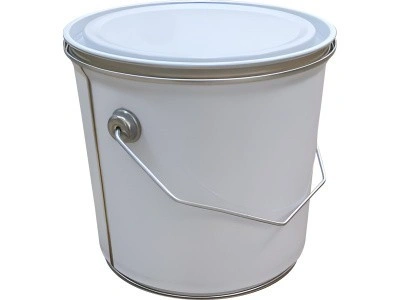 Банка металл 2,5л без ребра с ручкой с прижимной белой крышкой, код: 34857