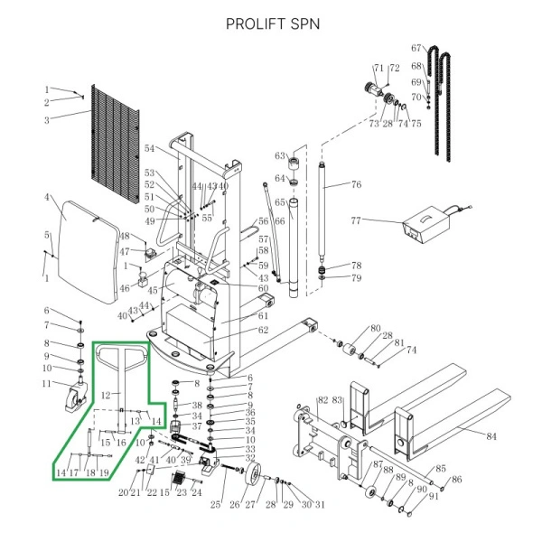Ручка в сборе для штабелеров SPN