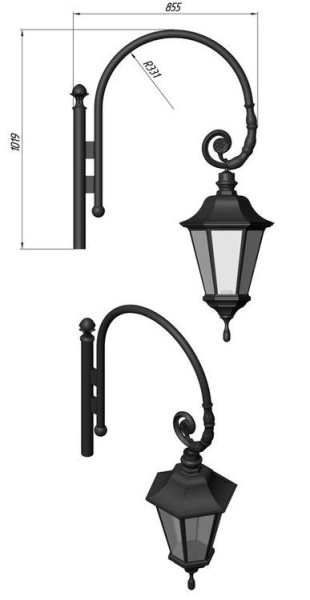 Фонарный столб А-10 со светильником 4,519 м