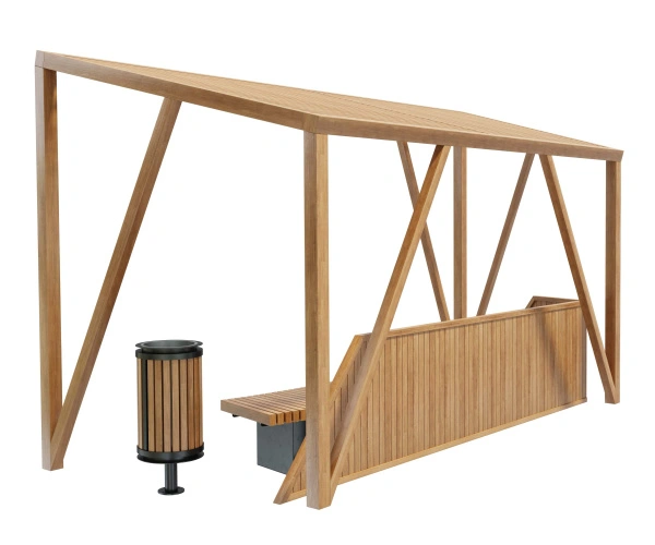 Навес теневой тип 5 Комплект со стенкой, скамейкой и урной