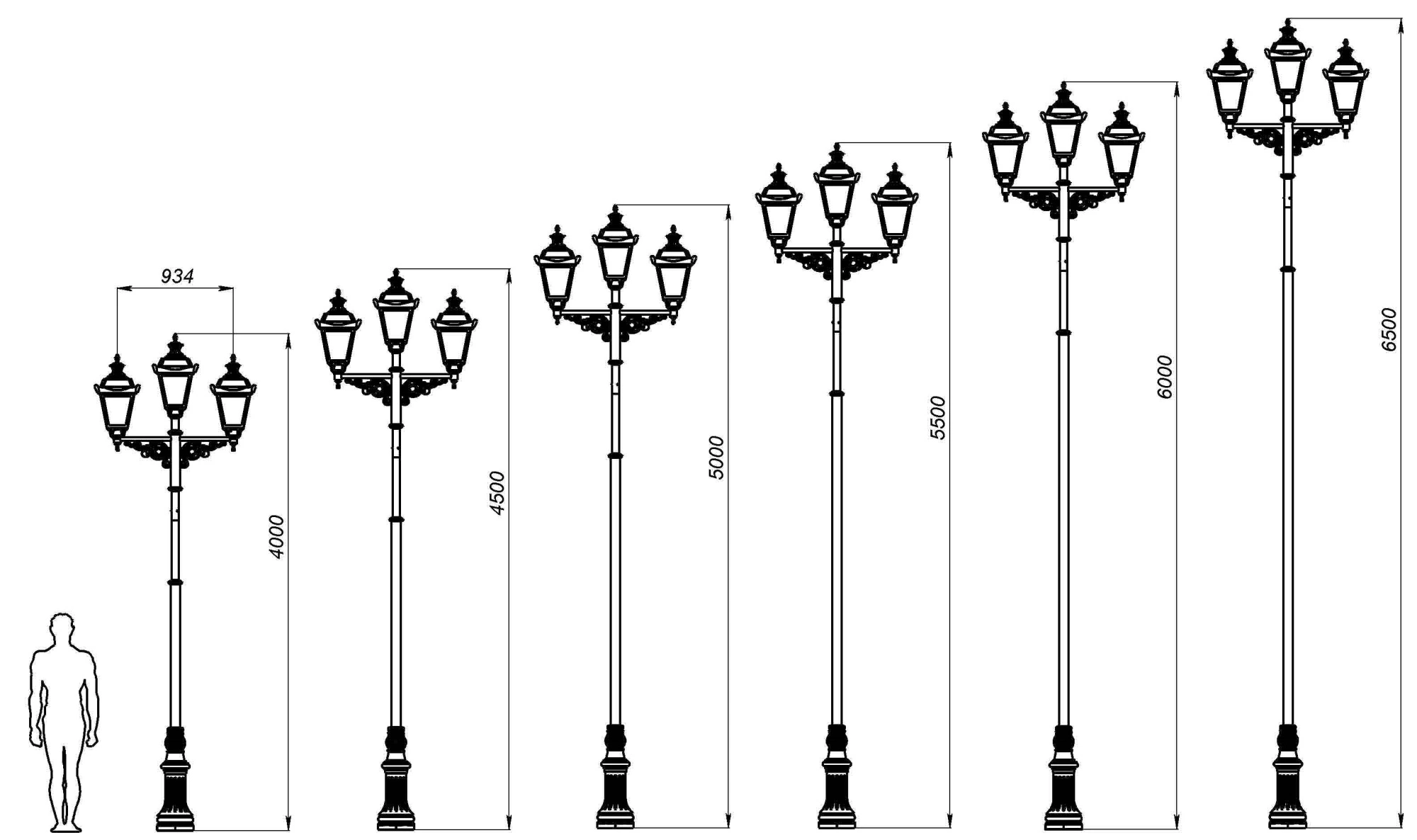 Фонарь уличный «Адмирал - 3» со светильниками 5,0 м