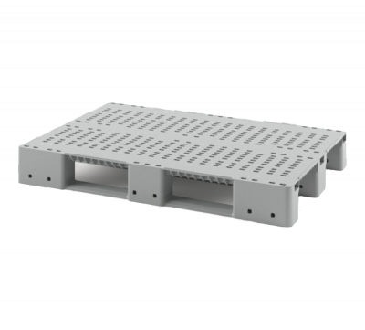 Усиленный перфорированный поддон на трёх полозьях усиленный двумя трубами 1200x800x150 без бортика