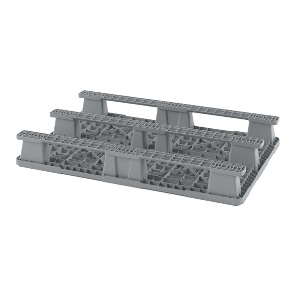 Легкий перфорированный пластиковый поддон 1200х800х150 с тремя полозьями