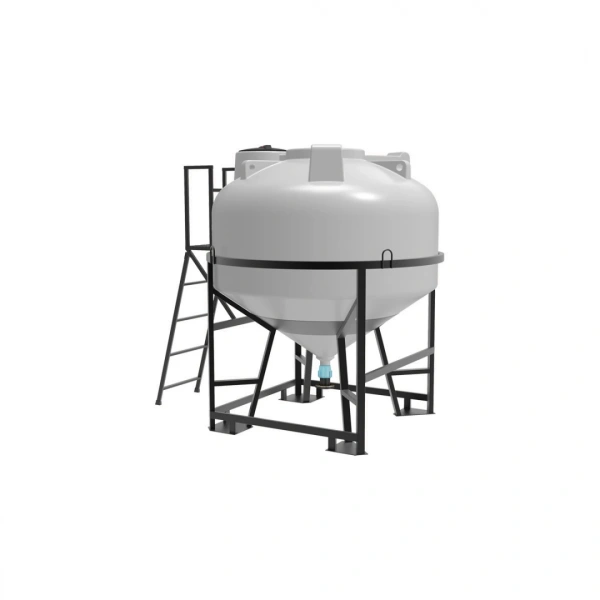 Емкость ЦКТ 3000 л с патрубком 110мм с фланцем под плотность до 1,5 г/см³ белая в обрешетке с лестницей