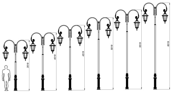 Фонарный столб А-11-2 со светильниками 5,519 м